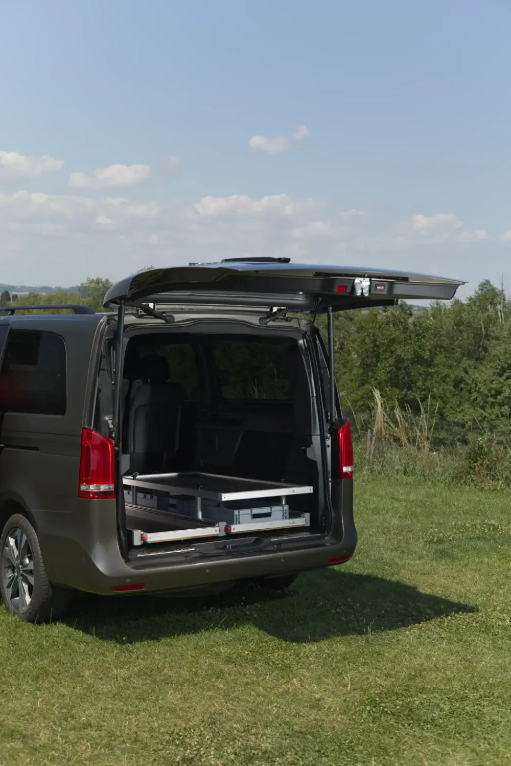 Vestavba do auta - 2x výsuvná police + užší pevné patro - Mercedes V-class/Vito/Marco Polo - Obrázek 3