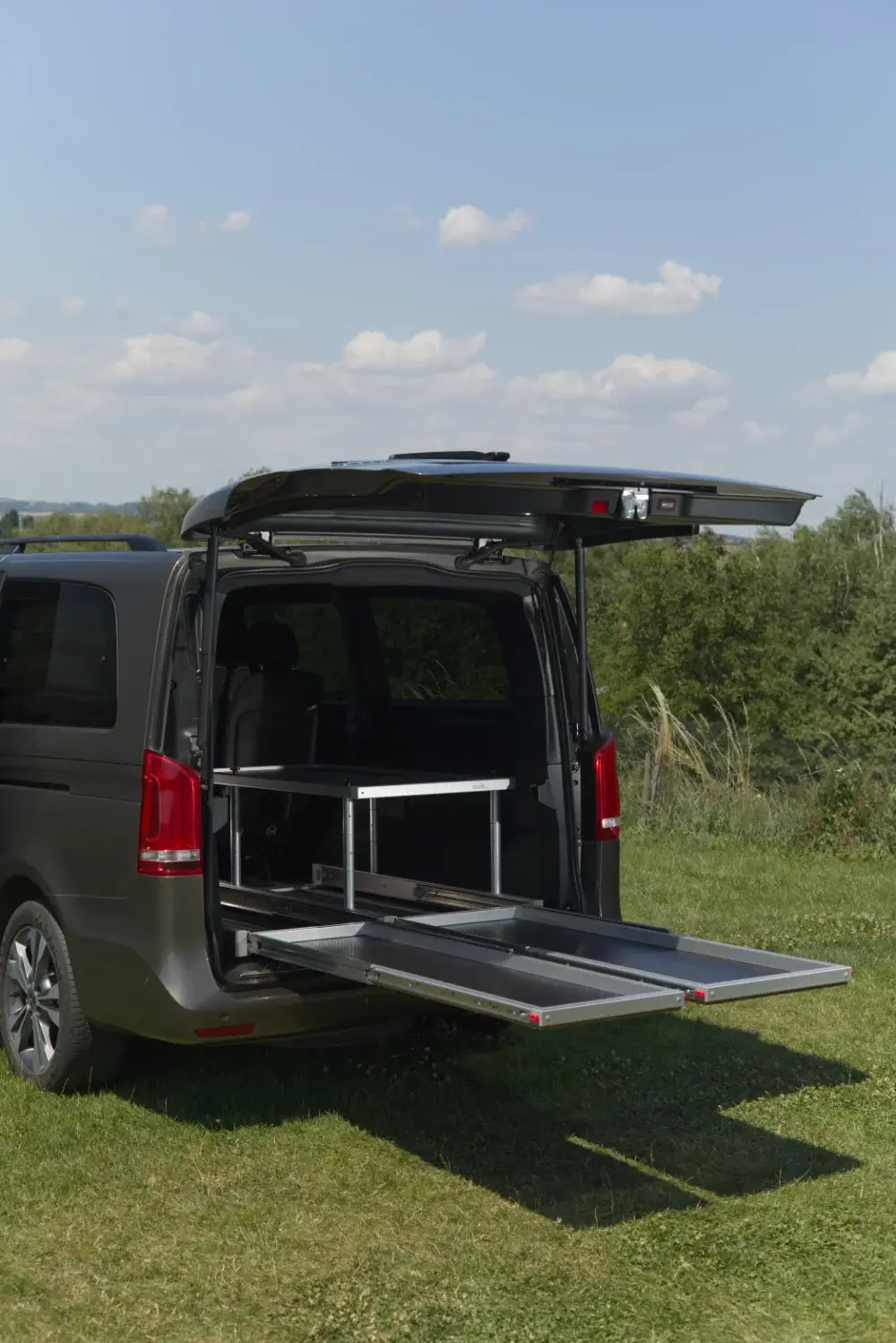 Vestavba do auta - 2x výsuvná police + užší pevné patro - Mercedes V-class/Vito/Marco Polo - Obrázek 4