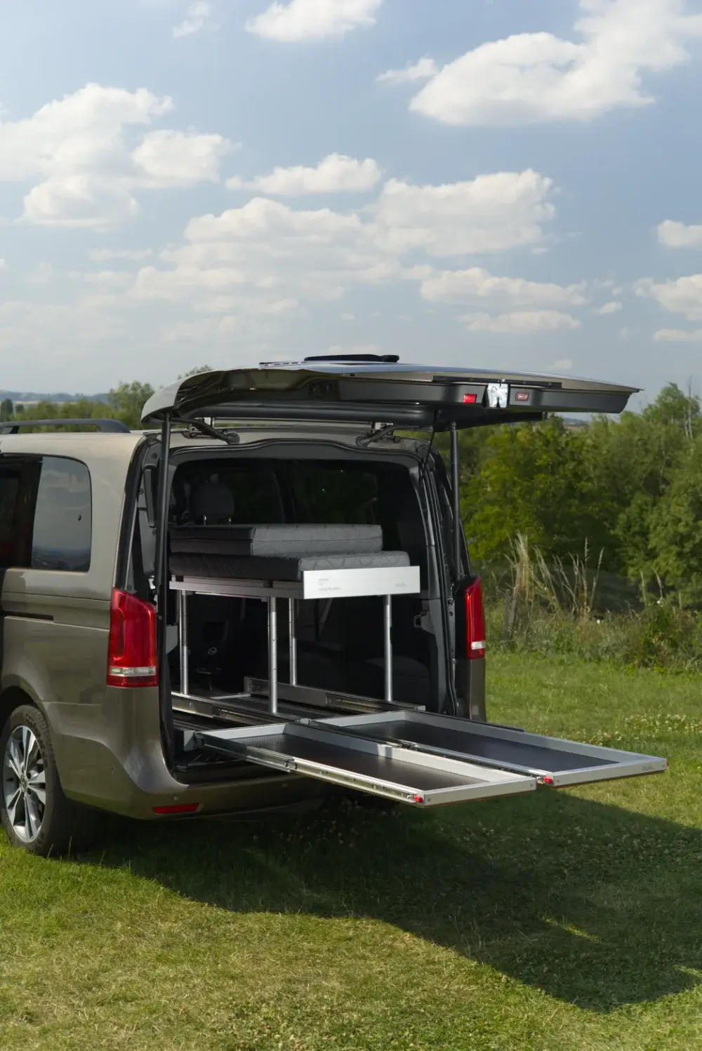 Camper inbouwmodule – 2x uitschuifbare laadvloeren + Single bed – Mercedes V-klasse, Vito, EQV, Marco Polo - Afbeelding 3